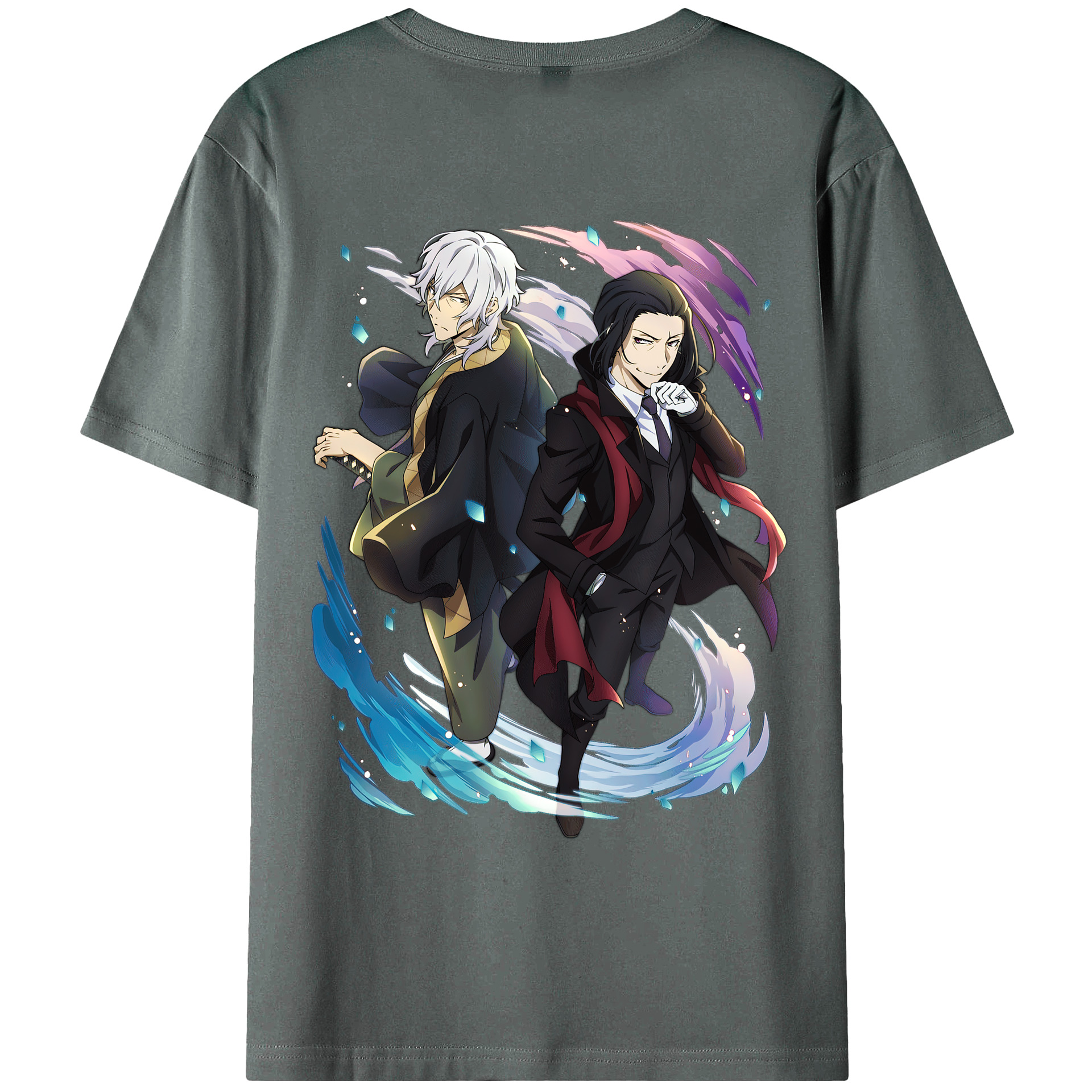 文豪ストレイドッグス Bungo Stray Dogs 綿100％ メンズ半袖Tシャツ（バックプリント） 通気性